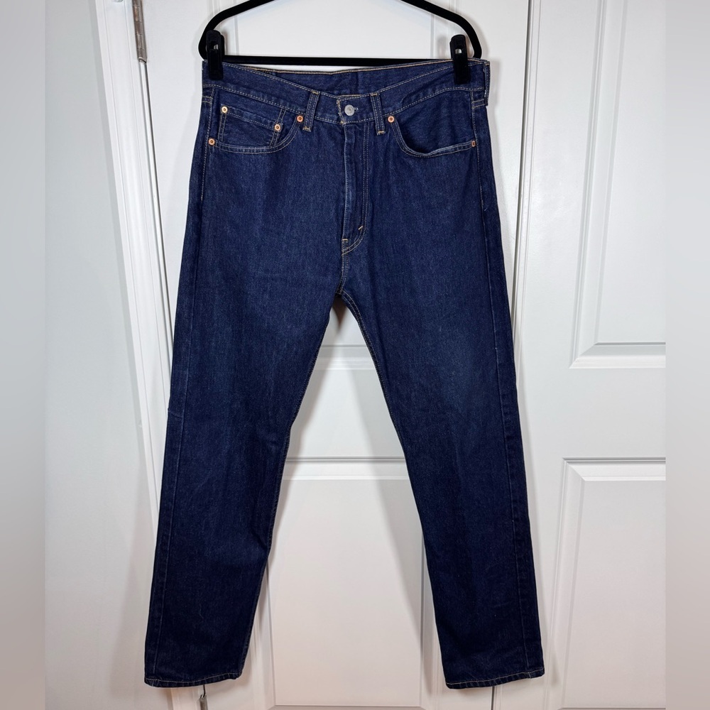 Levi’s 505 Straight Leg Dark Wash Denim Jeans Mens 36x34 Classic Fit Casual
